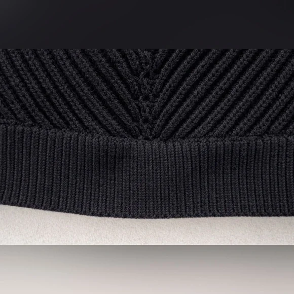 Marine Layer Black Ribbed Mock Neck Chevron Knit Sweater S - Picture 6 of 12